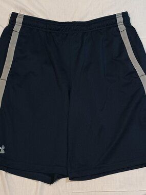 Under Armour/Shorts/Mens L/Navy Grey HeatGear Loose Fit Athletic Gym Running Act